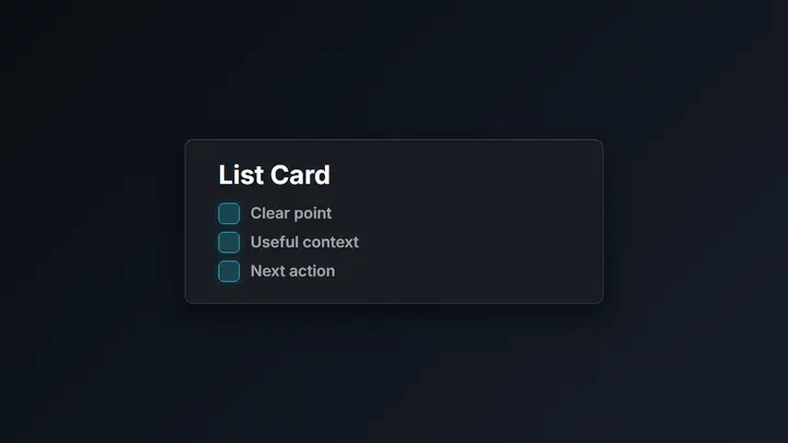 List Card dark preview